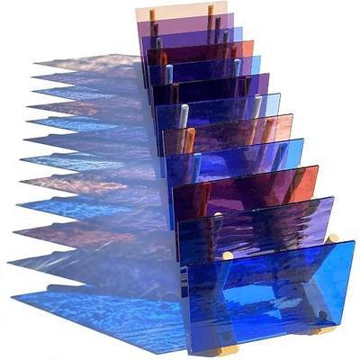 12 Sheets Transparent Stained Glass Sheet for Cathedral Art, 6 x 4 inch Glass Mosaic Tiles for Projects(Blue + Purple Mixed)