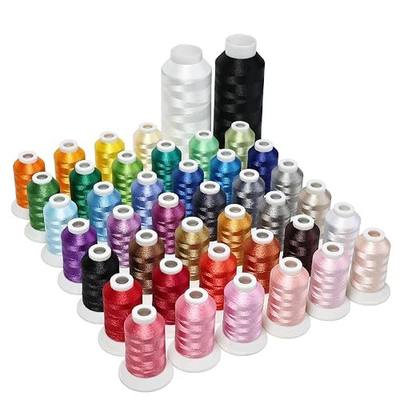 Simthread 42pcs Polyester Embroidery Thread Kit 40 Colors Black White | 42-piece kit includes 40 color spools plus black and white 5000M thread for smooth sewing and embroidery machine projects.