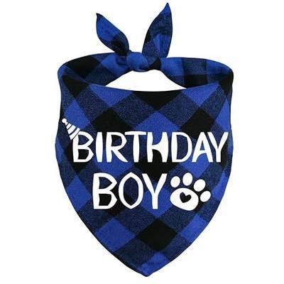 STMK Dog Birthday Bandana, Multi Sizes Dog Birthday Boy Bandana for Small Medium Large Dogs Pets (Large, Blue)