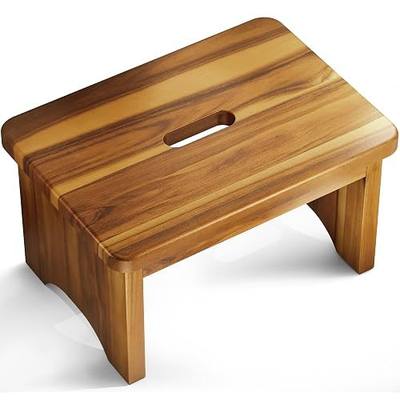 FANATU Wooden Step Stool, 9'' One Step Stool for Adults, Wooden Beside Step with 550 Lbs Load Capacity, Heavy Duty/Portable/Nonslip/Durable Construction Safe Step for Bedroom/Kitchen