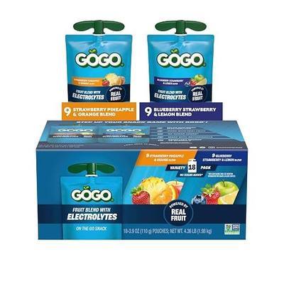 GoGo squeeZ No Sugar Added Active Fruit Blend with Electrolytes| 18-Count Variety Pack | Blueberry Strawberry Lemon & Strawberry Pineapple Orange | Made with Real Fruit and Antioxidants Vitamin A, E, & C