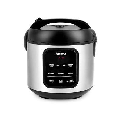 AROMA Digital Rice Cooker, 4-Cup (Uncooked) / 8-Cup (Cooked), 2 Qt, Steamer, Multicooker, Slow Cooker, Oatmeal Cooker, Auto Keep Warm, Stainless Steel Exterior
