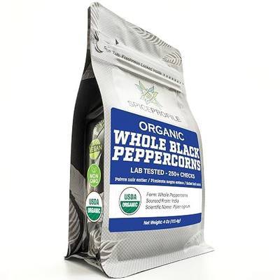 Spice Profile Organic Whole Black Peppercorns | 4 oz | Lab Tested