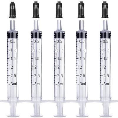 3ml Plastic Syringe Without Needle for Liquid - Measuring Syringes with Caps , Separate Sterile Packaging , Pet Medicine Small Syringe for Cats and Dog - 3 ml 5Pack