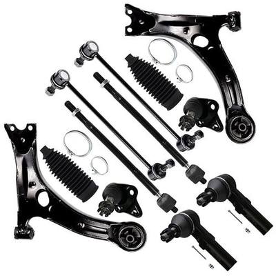12-PC SET Suspension Kit for 2009-2013 for Toyota Corolla Front Lower Control Arm Lower Ball Joint Inner Outer Tie Rod End w/Boot Sway Bar End Link