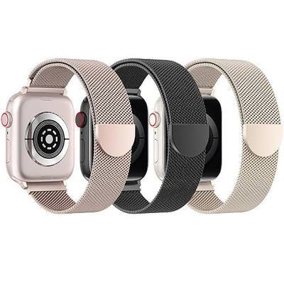 BELONGME 3 Pack Mesh Loop Compatible with Apple Watch Bands for Women Men 40mm 41mm 38mm 42mm 44mm 45mm 49mm 46mm Series 11 10 9 8 7 6 5 4 Ultra3 SE3 2, Stainless Steel Metal Magnetic Strap for iWatch