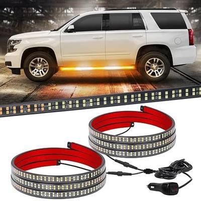 XRIDONSEN 2PCS 60 inch Running Board Strobe Lights Truck Emergency Lights | 720 LED Amber White Warning Hazard Caution Safety Light Strip for Plow Trucks Construction Vehicles Pickup SUV JEEP
