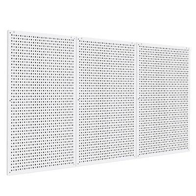 Pegboard Rack Garage Storage,Steel Pegboard Heavy Duty- 3 Pack 16-Inch X 24-Inch Metal Peg Board Tool Organization Panels (White)