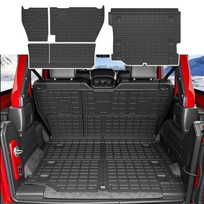 xipoqix Cargo Mat Backrest Mat Compatible with 2018-2025 Jeep Wrangler JL Unlimited 4X4 TPE Cargo Liner TPE Replacement for 2018-2025 Jeep Wrangler JL Accessories (Trunk Mat+Backrest Mats)