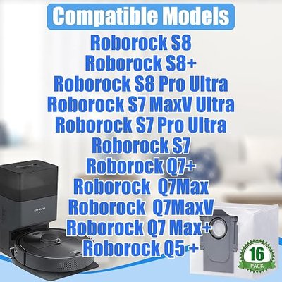12 pack Dust Bags for roborock Disposable Dust Bag Q5 Q5+ Q7 Q7+ Q7 Max Q7 Max+ S7 MaxV Ultra S8+ S8 Pro Ultra Robot Vacuum,roborock q5 bags:3L Large Capacity Disposable Bag Replacement