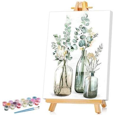 Ginkko Framed Paint by Number Kits for Adults, Beginners & Kids Ages 8-12, 8×12 Inch Flower DIY Acrylic Canvas Painting with Paints & Brushes, Original Art Decor Gift for Home Wall