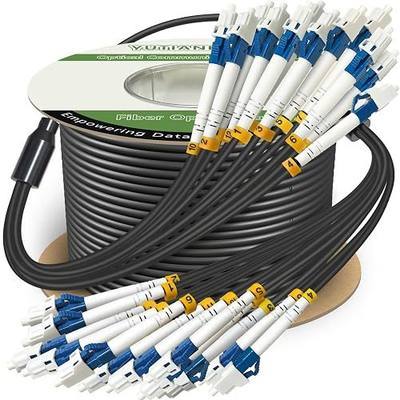 500 Feet (150 Meters) 12 Core Industrial TPU LC to LC Outdoor Armored Fiber Optic Cable, 12 Strands OS2 Single Mode Fiber Patch Cable with LC Connectors, 9/125um, OD-6mm, Direct Burial LC-LC