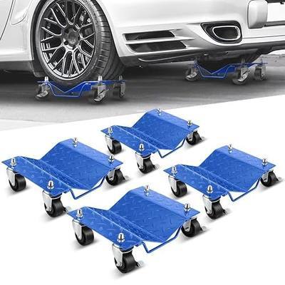Auto Dynasty Car Wheel Dolly Set of 4 Piece, 6000LBS Capacity Car Moving Cart with Brakes, Heavy Duty Vehicle Dolly Steel Tire Skates for Trucks, Trailers, Motorcycles, and Tractors (Blue)