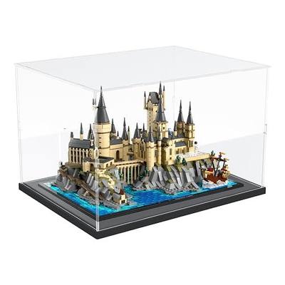 Choowin Acrylic Display Case for Lego 76419 for Lego Hogwarts Castle and Grounds for Lego Display Thickened Clear Acrylic Display Cases for Collectibles Assemble Dustproof Display Box(Black Base)