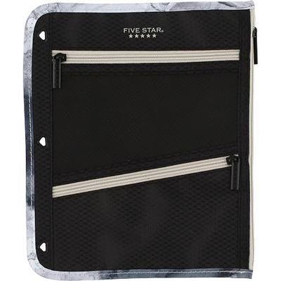Five Star Pencil Pouch, Pen Case, 3-Pocket Zipper Pouch, Fits 3-Ring Binder, Storage Organizer for Classroom Supplies Earbuds Chargers Cables Makeup, Black/Grey (506420A-ECM)