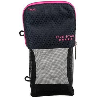Five Star Pencil Pouch, Pen Case, Stand 'N Store Zipper Pouch, Fits 3-Ring Binder, Storage Organizer for Supplies Earbuds Chargers Cables Makeup, Navy/Pink (505160B-ECM)