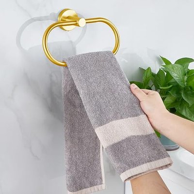 Towel Ring for Bathroom, Gold Towel Bar Hangers Wall Mount, Stainless Steel Hand Towel Holder, Modern Round Towel Hanger by Eolax