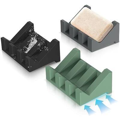 Silicone Soap Dish Set,3PCS Self Draining Soap Holder for Bar Soap | Self draining silicone soap dish with drainage,waterfall design keeps bar soap dry,extended soap holder for shower,bathroom