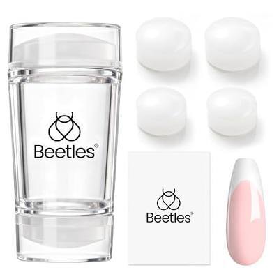 Beetles French Tip Tool Nail Stamp 6Pcs Silicone French Tips Stamp Set | Replacement Stamper Heads and Scrapers Silicone Nail Art Printing Stuff for Home DIY Salon Manicure Tools Gifts for Girls