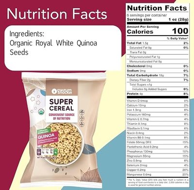 Awsum Snacks SUPERCEREAL 6oz (Pack of 6) - Certified USDA Organic, Vegan, Gluten Free, Non GMO, Kosher & Grain, Dairy and Sugar Free Cereals - Diabetic Healthy Snack - Cereal Puffed Quinoa Plain.…