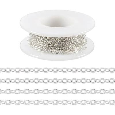 Pandahall 925 Sterling Silver Plated Necklace Chains 16.4 Feet Soldered Cable Chains 2x2x0.3mm Flat Oval Jewelry Chains for Bracelet Necklace Jewelry Making