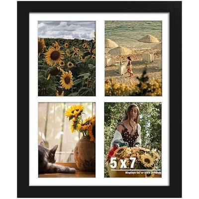 DUENPY 12x16 Picture Frame, 5x7 Collage Picture Frame, Displays Four 5x7 inch Photos, or 12x16 (Without Mat) for Available Horizontal Wall Mounting Display and Vertical, Black.