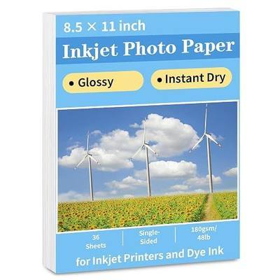 Reastar Glossy Photo Paper 8.5 × 11, 36 Sheets Inkjet Photo Printer Paper | Instant Dry, 180gsm/48lb, Blank Back, Reflective Finish, Advanced Cast Coating, DIY Chip Bag/Flyer/Card/Calendars/Brochures