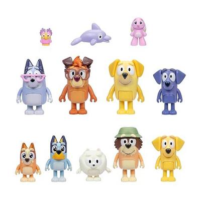 Bluey Super Fan Figurines Set, 12-Character Figure Pack | 9 fully articulated mini figures incl. Bluey, Bingo, Joff & Pom Pom; toddler figurine toys ages 3+