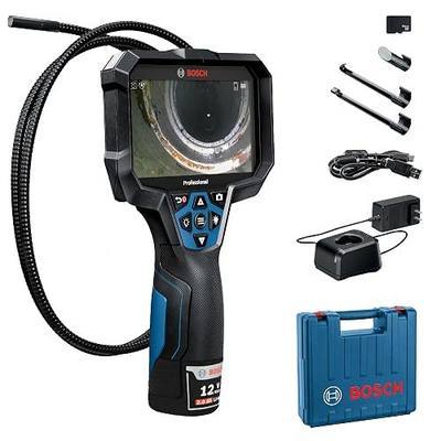 BOSCH GIC5-27C Professional Borescope Inspection Camera with Adjustable LED Light, 11ft. Removable Endoscope Camera, Up Indicating Arrow, Includes 12V Rechargeable Battery, Carrying Case, Attachments