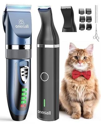 oneisall Cat Clippers and Paw Trimmer 3 in 1 Cat Grooming Kit | for Matted,Long,Thick Coat,2-Speed Cordless Pet Clippers, Quiet Cat Grooming Kit for Cat