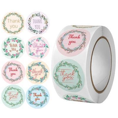 Thank You Stickers - 500 PCS Thank You Label Roll Elegant Flowers Labels 1 inch Thanksgiving Tags, for Boutiques, Mother's Day,Envelope Seals, Small Business,Baking Packaging (Wreath)