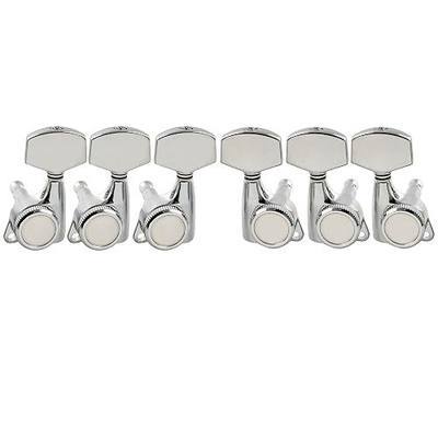 Musiclily Pro 3L+3R Guitar Locking Tuners 18:1 Ratio Lock String Tuning Key Pegs Machine Heads Replacement for LP SG Style Style Electric Folk or Acoustic Guitar, Chrome with Big Hex Button
