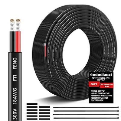 18 Gauge Wire 2 Conductor Electrical Wire, 18 AWG Wire Stranded PVC Cord, 12V Low Voltage/Oxygen-Free Tinned Copper/Flexible 18/2 Cable for Automotive Marine LED Strips Lamps Lighting (30FT/ 9M)