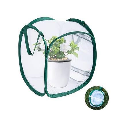 CHANGE MOORE Butterfly Habitat Small Collapsible Outdoor Mesh Plant Enclosure, Clear View 5 Mesh Panels Insect Cage 1 Pack Butterfly Cage for Caterpillars 11.8''*11''*14''