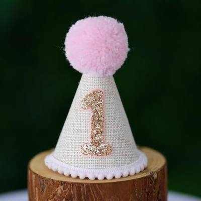 First Birthday Hat For Baby Boys/Girls One Year Old Cone And Crown Felt Birthday Hat Party Decorations Photo Props