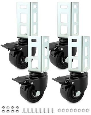 QWORK 3" PU Caster Wheels for 2"x2" Boltless Shelving Racks – 4 Pack 1500 lbs Load, Heavy Duty Mobility Set for Garage, Storage, Workshop