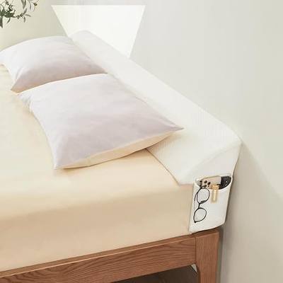 Bed Wedge Gap Filler King (76"x 8"x 6") Wedge Pillow for Headboard Gap 0-8" Mattress Gap Filler Pillow to Fill The Gap Between Mattress and Wall with 2 Side Large Pockets
