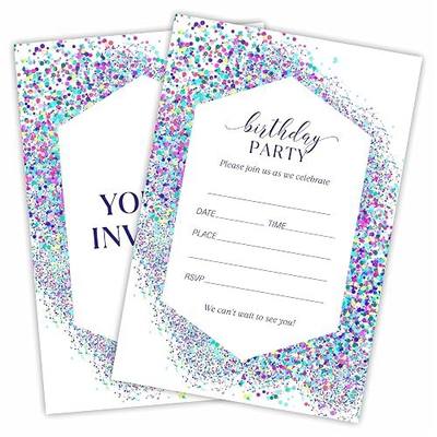 Birthday Invitation, Printing Confetti Geometric Birthday Invite Cards With Envelopes, Double-Sided Fill In Style Invites For Boys & Girls, Party Favor & Decorations (20Pcs) - A23