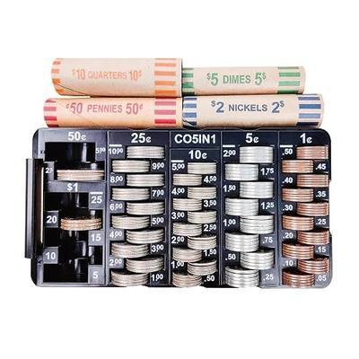 Mini Coin Sorting Tray with Lid, 2pcs Change Counter for All Coins, Accurate & Easy to Wrap, Change Sorter Machine Coin Organizer Coin Holder for Bank Teller at Bank, Business, Home & Office