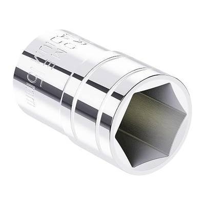 15mm Shallow Socket, 1/2 Inch Drive, 6-Point, Metric, Heat Treated CR-V Steel Short Sockets, Full Polishing, 1.5 Inch Length