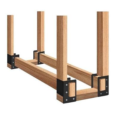 Firewood Log Storage Holder 4 Pack,Firewood Rack Brackets | Indoor Outdoor Adjustable Powder Coated Steel Firewood Holder with Wood Screws