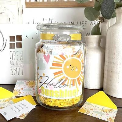 KindNotes Glass Keepsake Gift Jar with Inspirational Messages - Hello Sunshine