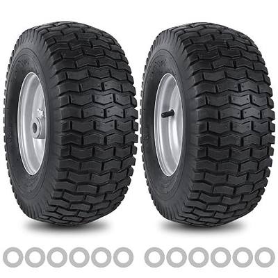 15x6.00-6nhs Lawn Mower Front Tire 4 Ply 15x6x6 Lawn Mower 570 Lbs Tire and Wheel with 3/4" Iron Bushing and 12 Spacers, Replacement for Garden Lawn Tractor Riding Lawn Mowers, 2 Pack