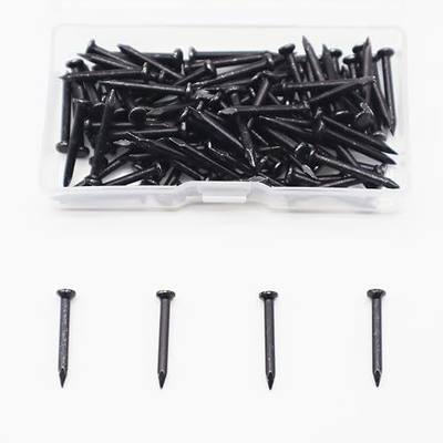 Hardware Nails, 1 Inch Flat Head Steel Long Nails Hardware Black Finishing Nail, Wall Hanging Nail for Picture Hanging, Wood, Wall, Plaster Concrete Art Frame (100pcs)