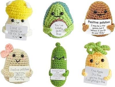 Positive Crochet Animals with Messages Emotional Support Plush 6 | Appreciation Gifts Bulk for Friends Cemployee Teacher Advent Thanksgiving Christmas Party Favors Desk Pets