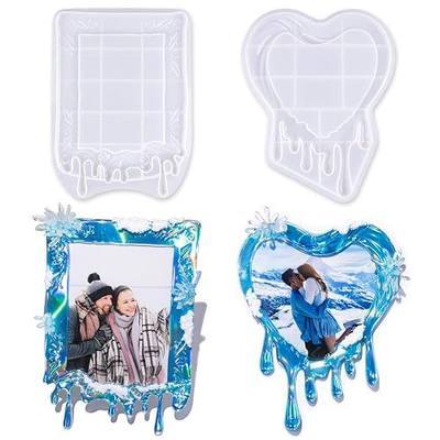 LET'S RESIN Picture Frame Resin Molds, Melting Resin Photo Frame Epoxy Mold Heart & Rectangle Shape with Hanging Accessories, Large Silicone Molds for Resin Crafts,Wall and Tabletop Display
