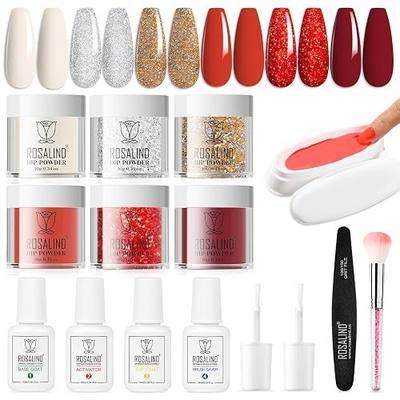 ROSALIND 13PCS Dipping Powder System Nail Set with Base & Top Coat Activator Restorer 314