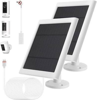 IP65 Solar Panel Outdoor for Ring Cameras (White 2P) Spotlight Cam Plus/Pro Stick Up Cam/Pro Wireless Outdoor with 10FT/3M Long Cable Dustproof Waterproof