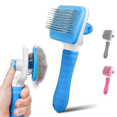 Dog & Cat Brush, Self Cleaning Slicker Brush for Pets Shedding | 1 Click Clean,Lightweight,Massaging Particles,Soft Non-slip Handles,For All Furry Animls
