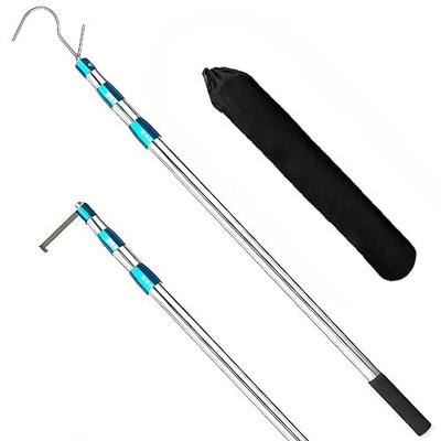 6.5Ft Truck Bed Cargo, Heavy Duty Pickup Cargo Grabber Reach Retriever Tool with Storage Bag, Telescoping Truck Bed Grabber Pole with 2-Style Hooks, Blue